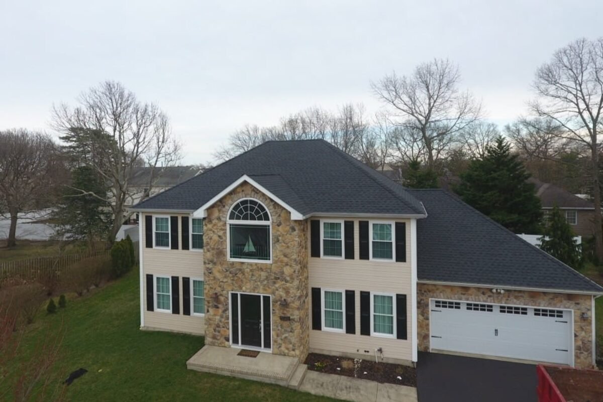New roof on a large home in Marlboro Township, NJ.